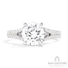 Bridal Split Shank Round Semi-Mount Engagement Ring in White Gold