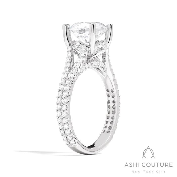 Bridal Split Shank Round Semi-Mount Engagement Ring in White Gold