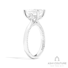 Bridal Solitaire Emerald Semi-Mount Engagement Ring in White Gold