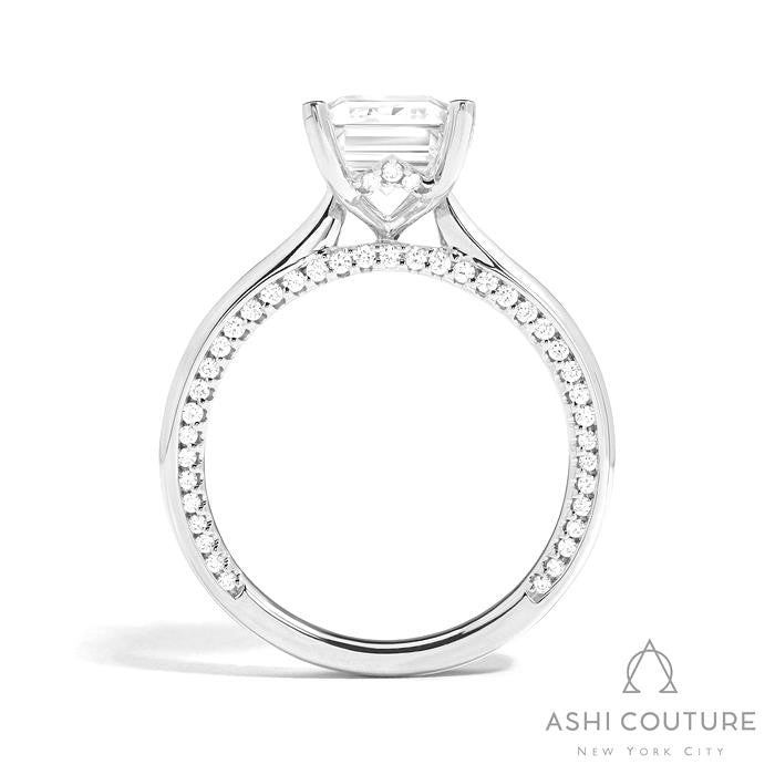 Bridal Solitaire Emerald Semi-Mount Engagement Ring in White Gold