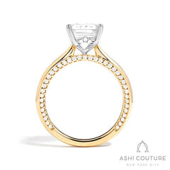 Bridal Solitaire Emerald Semi-Mount Engagement Ring in Yellow and White Gold