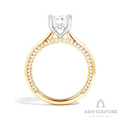 Bridal Solitaire Oval Semi-Mount Engagement Ring in Yellow and White Gold