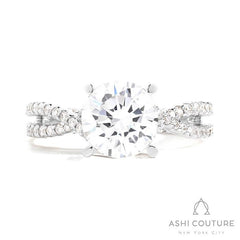 Bridal Bypass Round Semi-Mount Engagement Ring in White Gold