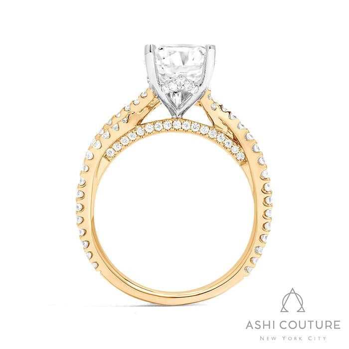 Bridal Bypass Pear Semi-Mount Engagement Ring in Yellow and White Gold