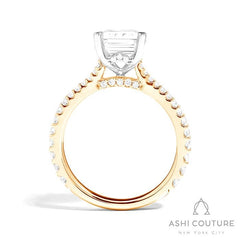 Bridal Classic Diamond Pave Emerald Semi-Mount Engagement Ring in Yellow and White Gold