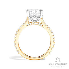 Bridal Classic Diamond Pave Round Semi-Mount Engagement Ring in Yellow and White Gold