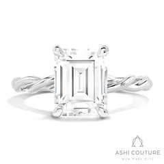 Bridal Emerald Twisted Semi-Mount Engagement Ring in White Gold