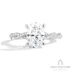 Bridal Diamond Twisted Oval Semi-Mount Engagement Ring in White Gold