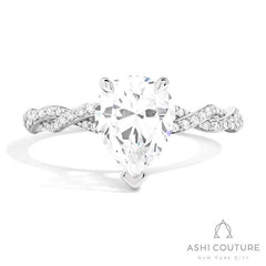 Bridal Diamond Twisted Pear Semi-Mount Engagement Ring in White Gold