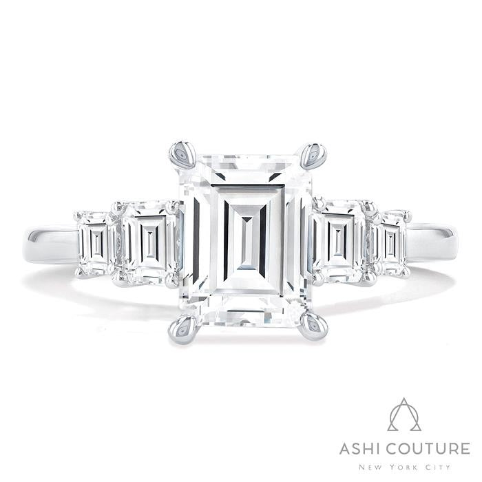 Bridal Emerald 5-Stone Semi-Mount Engagement Ring in White Gold