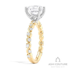 Bridal Round Semi-Mount Engagement Ring in Yellow and White Gold