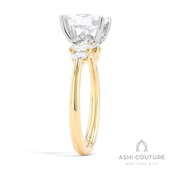 Bridal 5-Stone Oval Semi-Mount Engagement Ring in Yellow and White Gold