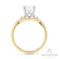 Bridal 5-Stone Oval Semi-Mount Engagement Ring in Yellow and White Gold