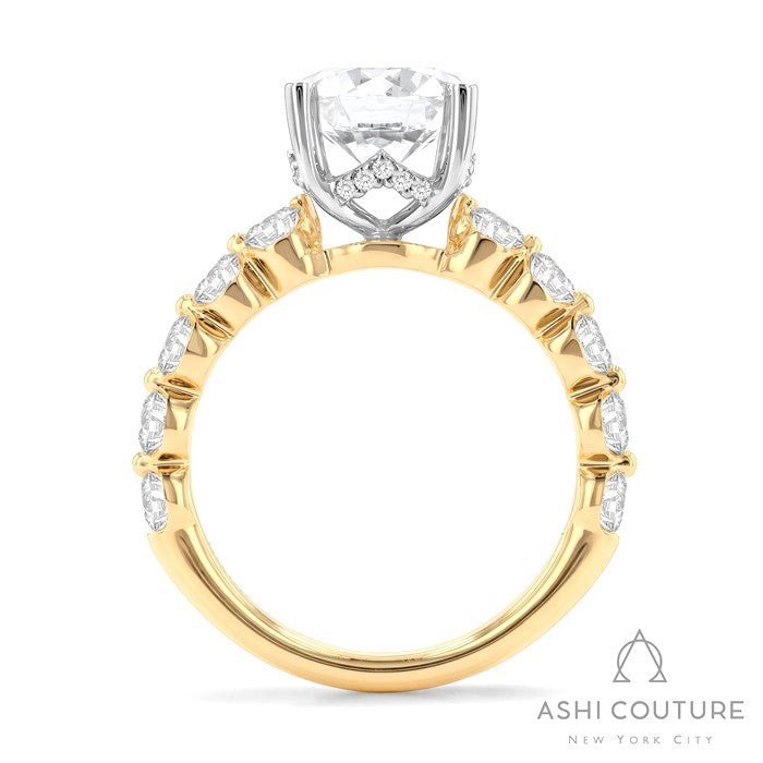 Bridal Round Semi-Mount Engagement Ring in Yellow and White Gold