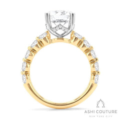 Bridal Round Semi-Mount Engagement Ring in Yellow and White Gold