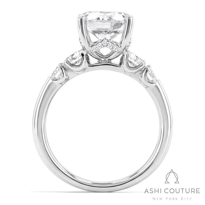 Bridal 5-Stone Round Semi-Mount Engagement Ring in White Gold