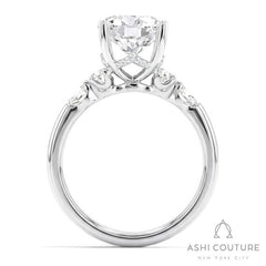 Bridal 5 Stone Round Semi-Mount Engagement Ring in White Gold