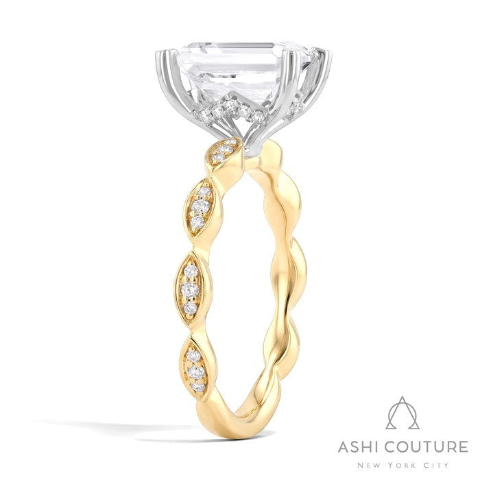 Bridal Emerald Semi-Mount Engagement Ring in Yellow and White Gold