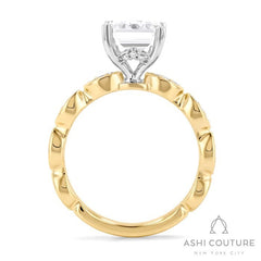 Bridal Emerald Semi-Mount Engagement Ring in Yellow and White Gold