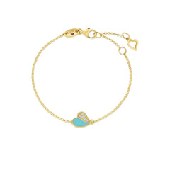 AMORINO DIAMOND AND CYAN ENAMEL HEART BRACELET