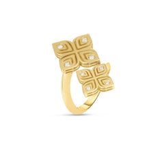 ARABESQUE BYPASS DOUBLE DIAMOND FLOWER RING