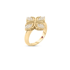 ARABESQUE PAVE DIAMOND FLOWER RING