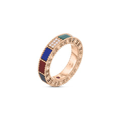 ART DECO MOSAIC MIXED STONES RING