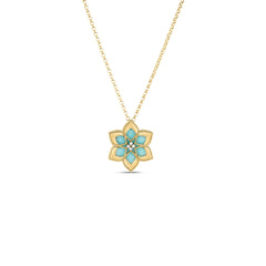 VERNAZZA DIAMOND AND AMAZONITE FLOWER LONG NECKLACE