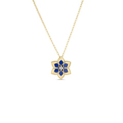 VERNAZZA DIAMOND AND LAPIS FLOWER LONG NECKLACE