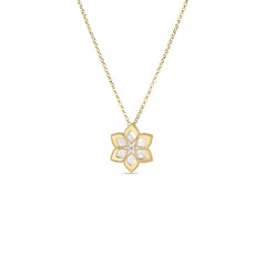 VERNAZZA DIAMOND AND MOTHER OF PEARL FLOWER LONG NECKLACE