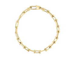 DESIGNER GOLD ALTERNATING BEADED END AND PAPERCLIP LINK BRACELET