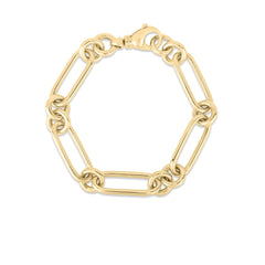 DESIGNER GOLD CLASSIC BOLD ALTERNATING LINK BRACELET