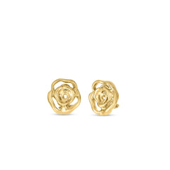 DESIGNER GOLD MEDIUM MELTED ROSE EARRINGS