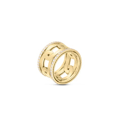 NAVARRA WIDE RING BAND WITH DIAMONDS