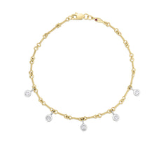 18K YELLOW/WHITE DIAMONDS BY THE INCH DANGLING DOGBONE BRACELET