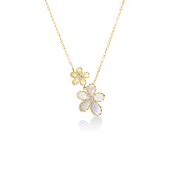 JASMINE DIAMOND AND MOTHER OF PEARL DOUBLE FLOWER NECKLACE