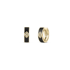 LOVE IN VERONA DIAMOND AND BLACK ENAMEL HOOP EARRINGS