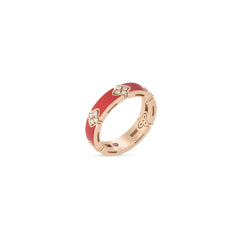 LOVE IN VERONA DIAMOND AND CORAL ENAMEL RING