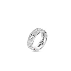 LOVE IN VERONA PAVE DIAMOND AND POLISHED FLOWER RING