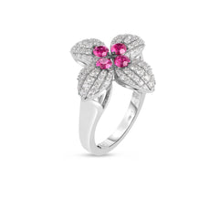 LOVE IN VERONA DIAMOND AND RUBY FLOWER RING