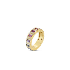 OBELISCO PAVE DIAMOND AND MIXED SAPPHIRES RING
