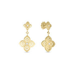 PALAZZO DUCALE CARNIVAL DIAMOND AND SATIN FINISH FLOWER DANGLE EARRINGS