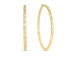 DESIGNER GOLD LARGE TWISTED HOOP EARRINGS