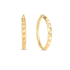 DESIGNER GOLD PYRAMID HOOP EARRINGS