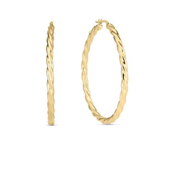 DESIGNER GOLD MEDIUM TWISTED HOOP EARRINGS