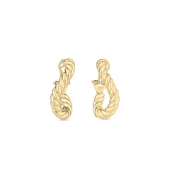 DESIGNER GOLD TWISTED HINGE BACK HOOP EARRINGS