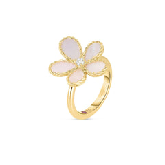 JASMINE DIAMOND AND MOTHER OF PEARL FLOWER RING