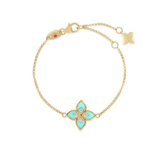 VENETIAN PRINCESS DIAMOND AND CYAN ENAMEL FLOWER BRACELET