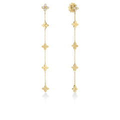 LOVE IN VERONA DIAMOND AND POLISHED FINISH FLOWER DANGLE EARRINGS