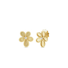 JASMINE DIAMOND AND SATIN FINISH FLOWER STUD EARRINGS